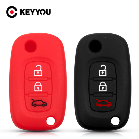 KEYYOU Silicone Car Key Case Fob 3 Buttons Cover For Renault Megane 3 Fluence Clio For LADA Priora Sedan sport Granta Vesta XRay ► Photo 1/6