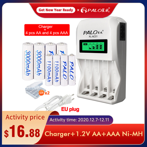 PALO AA Battery rechargeable 1.2V+AAA Rechargeable Battery 1.2V Low self-discharge battery ► Photo 1/6