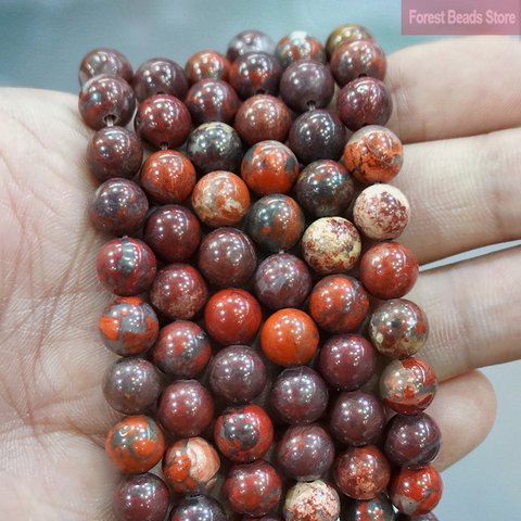 Natural Red Brecciated Jasper Round Beads for Jewelry Making DIY Bracelet Necklace Charm Beads 15