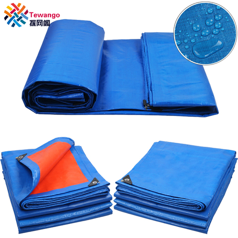 Tewango 180gsm Heavy Duty Blue+Orange PE Canvas Tarpaulin Roof Covering Outdoor Waterproof Tarp Sheet For Truck ► Photo 1/1