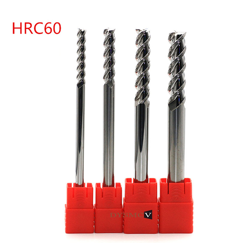 1 pc End Mill 3mm 4mm 5mm 6mm HRC60 3Flute Extra Long Solid Carbide  Aluminum Cutter CNC Lathe Milling Cutter Tools ► Photo 1/3