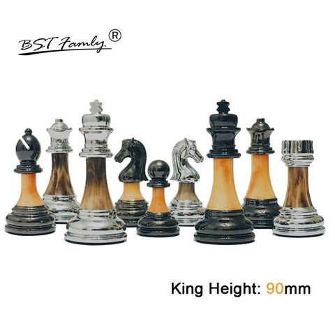 BSTFAMLY Chess Set ABS Plastic Plating Process and Metal Aggravation Chess Pieces Chessman King Height 90mm Chess Game IA2 ► Photo 1/6