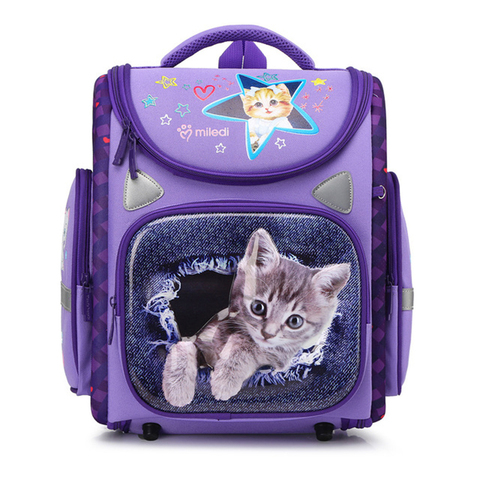 NEW Fashion Girls Cartoon Cat Waterproof School bags For Kids 1-5 Grade Children Orthopedic School Backpacks Mochila Escolar ► Photo 1/6