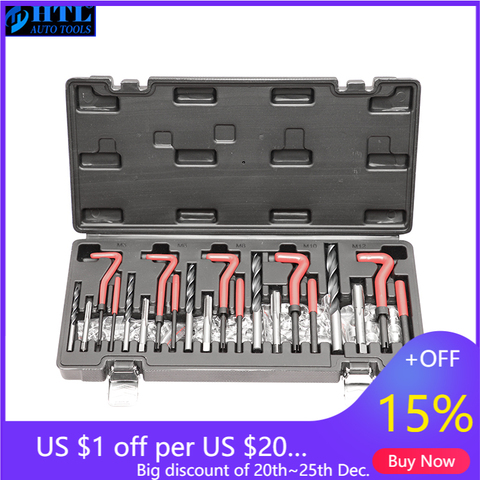 131 Pcs Engine Block Restoring Damaged Thread Repair Tool Kit M5 M6 M8 M10 M12 Professional ► Photo 1/6