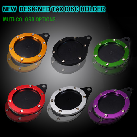 Motorcycle Tax Disc Motorbike Universal Round Tax Disc Plate Holder New  design Waterproof Multicolors ► Photo 1/5