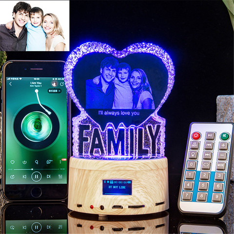 Customized Family Love Crystal Photo-laser Glass Photo Frame Rotating Music Box Wedding Birthday Christmas Girlfriend Gift ► Photo 1/1