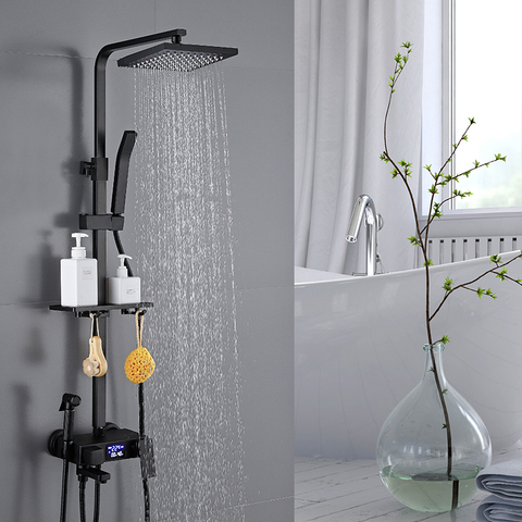 Black Display thermostatic  Shower Faucet Set All Brass  Shower Mixer Tap Bathtub Shower Mixer Tap Shower Mixe ► Photo 1/6