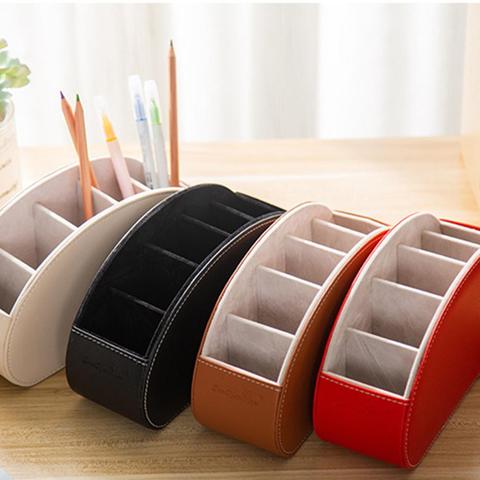 PU Leather Storage Box Multifunctional Desk Organizer Box Black Solid Color Simple Style Home Office Remote Control Storage ► Photo 1/6