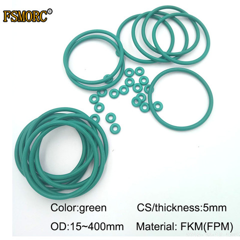 OD15mm~400mm*5mm thickness/CS Green FKM o rings Oil resistant acid and alkali resistant sealing Gasket FPM o-ring ► Photo 1/3