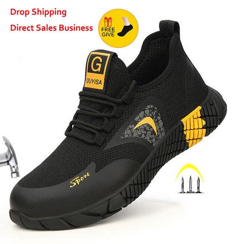Breathable Men's Safety Shoes Boots With Steel Toe Cap Casual Men's Boots Work Indestructible Shoes Puncture-Proof Work Sneakers ► Photo 1/6