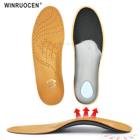 Leather Orthopedic insoles Flat Feet Arch Support Insoles Women's shoes Plantar Fasciitis Insoles for shoes OX Leg Health Pad ► Photo 1/6