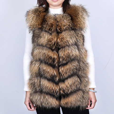 Raccoon fur ladies waistcoat fur mid-length winter warm real fur coat women coat top ► Photo 1/6