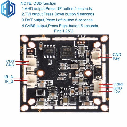 2.0MP AHD Full HD Analogy CCTV camera module board 4In1 Camera Board  AHD/CVI / TVI / CVBS ► Photo 1/1