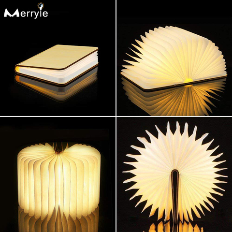 6 Colors USB Recharge LED Night Ligh Creative Wooden RGB Folding Book Light Home Desk Lamp Decorative for Kid Baby Birthday Gift ► Photo 1/1