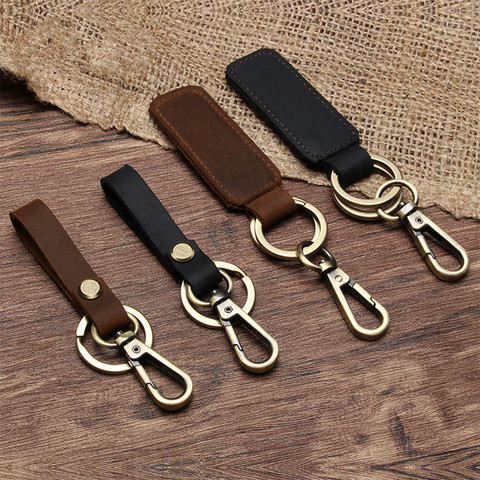New Fashion Genuine Leather Women Small Gift Retro Handmade Purse Keychain Car Key Ring Holder Wallet Arts and Crafts for Men ► Photo 1/6