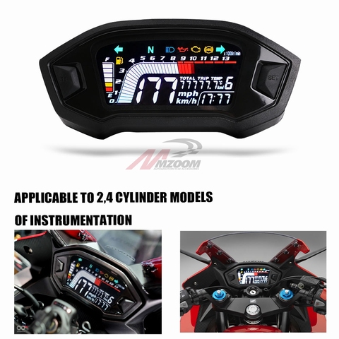 New motorcycle LCD cylind  for 1,2,4 cylinder ​speedometer  13000 RPM optional backlight digital odemeter Tachometer ► Photo 1/6