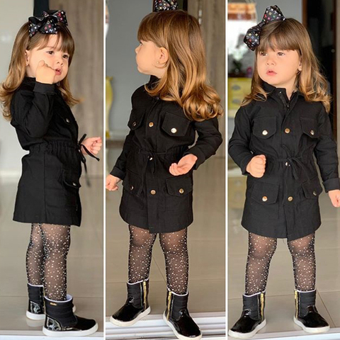 2022 Spring Summer Fashion Baby Girls British Style Kids Jackets Coat Solid Single Breasted Jacket Warm Children Tops 2-7Y hot ► Photo 1/6