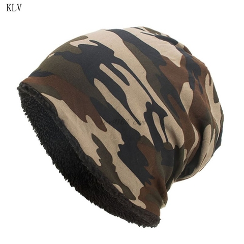 Men Women Winter Warm Cotton Baggy Beanie Hat Camouflage Print Thick Faux Fleece Lining Cold Weather Snow Ski Skull Cap ► Photo 1/6