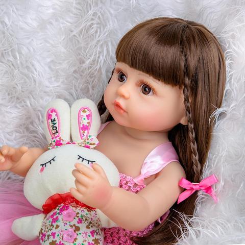 Hot Selling 55 cm Bebe Doll Reborn Toddler Girl Pink Princess Very Soft Full Body Silicone Beautiful Doll Real Touch Toy Gifts ► Photo 1/6