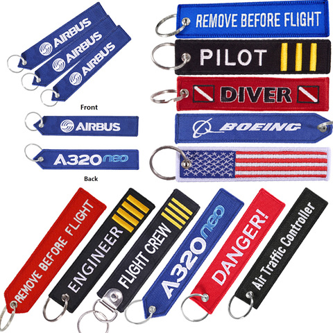 BOEING and AIRBUS Keychain llavero Aviation Gifts Auto Embroider Key Ring Aviation Gifts Key Ring Tag Fobs Customized Keychains ► Photo 1/6