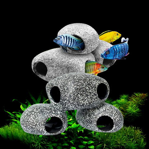 1pc Aquarium Stone Ceramic Rock Cave Aquarium Fish Tank Pond Shrimp Breeding Ornament Decor Accessory Decorative ► Photo 1/6