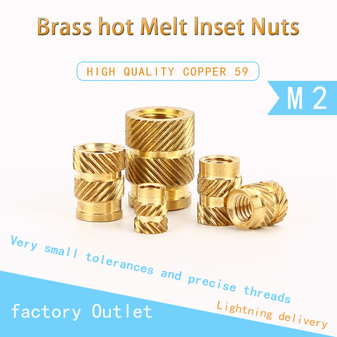 M3 M4 Solid Brass Hot Melt Injection Molding Threaded Knurl Insert Embedded  Nut