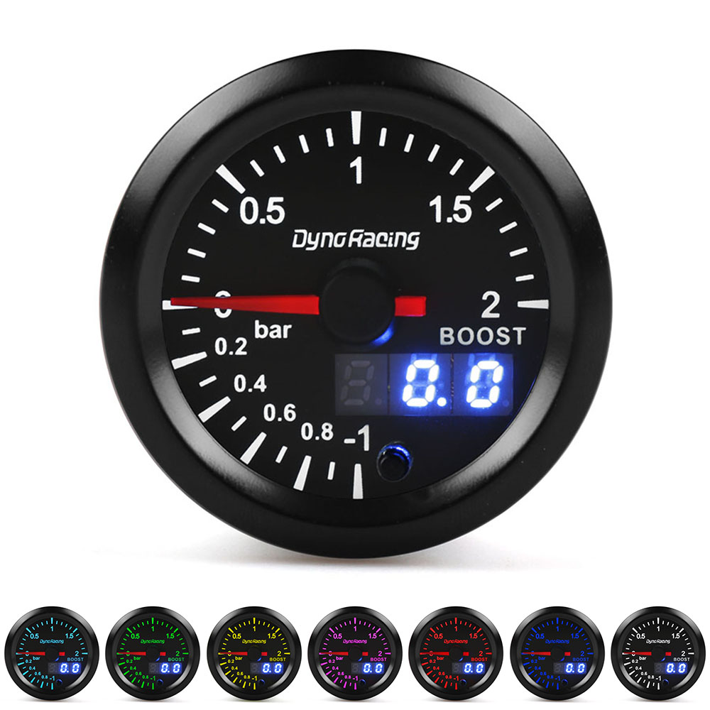 Digital & Pointer Turbo Boost Pressure Gauge 2.5'' 60mm 7 Colors