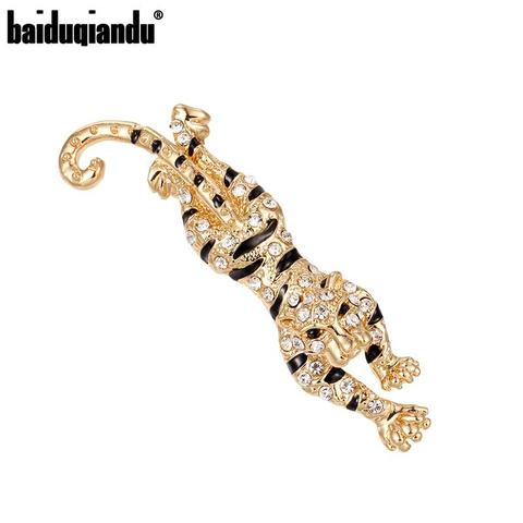 baiduqiandu Brand New Arrival Antique Gold Color Plated Rhinestones Pave Tiger Brooch Pins ► Photo 1/6