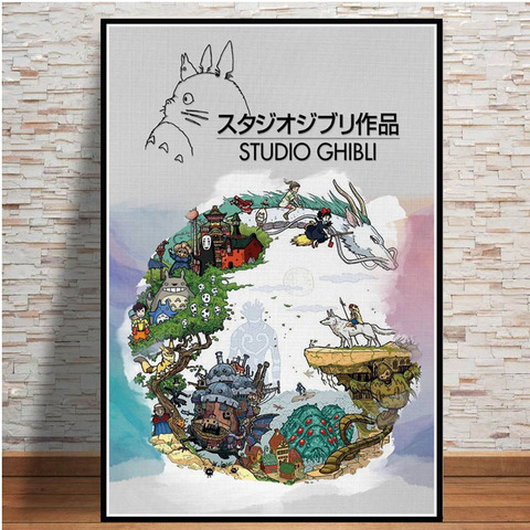 Picture poster studio Ghibli pays tribute to pictures of Japanese moving cartoon painting art canvas wall art for home decor ► Photo 1/4