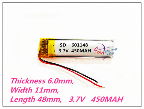 High quality 601148 3.7V 450MAH with protection board,601248 used for bluetooth MP3,MP4,MP5 GPS DVD lithium battery 601250 ► Photo 1/1