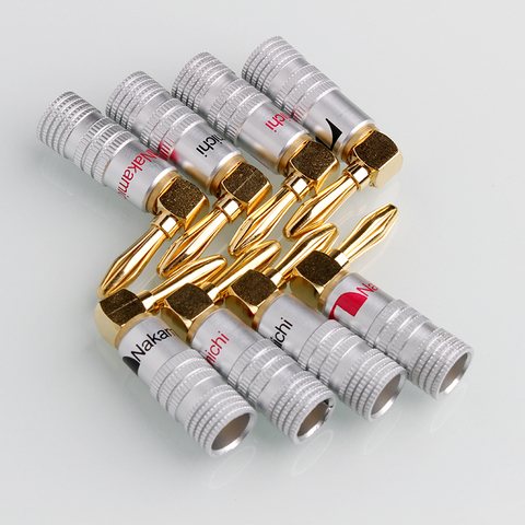 8PCS 4mm Nakamichi Banana Plug Right Angle Speaker Banana Plug Adapter Wire Connector 24K Gold Plated For HiFi ► Photo 1/6