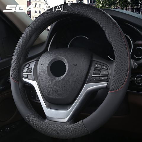 Universal Car Steering Wheel Cover For 37-38cm Steer Wheel Faux Leather Breathable Car Wheel Cover Interior Auto Accessories ► Photo 1/6