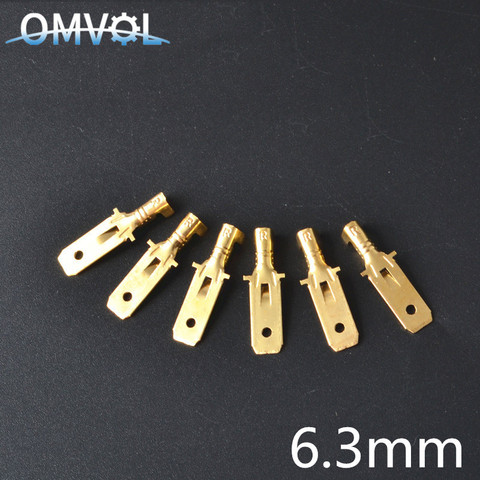 50PCS 6.3mm Brass Crimp Terminal Male Spade Connector ► Photo 1/6
