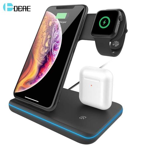 15W Fast Qi Wireless Charger Stand For iPhone 11 XS XR X 8 3 in 1 Charging Dock Station for Apple Watch 6 SE 5 4 3 2 Airpods Pro ► Photo 1/6