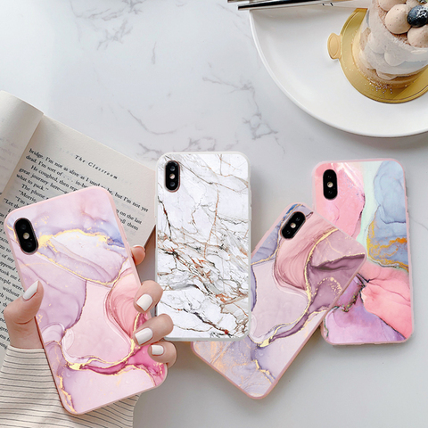 Fashion Marble Coque For Xiaomi Mi 10T Redmi Note 9S 9 S 9A 9C 8 T 8T 7 5 6 10 Lite K20 Poco X3 NFC F2 Pro Max Phone Case Fundas ► Photo 1/6