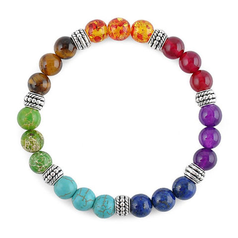 7 Chakra Bracelet Black Lava Healing Balance Beads Reiki Buddha Prayer Men Natural Stone Yoga Bracelet For Women 8mm/0.31in ► Photo 1/4