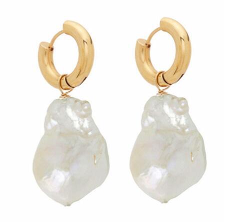 huggie oorbellen bijoux acier inoxydable femme natural freshwater baroque pearls circle hoop round earrings for women jewellery ► Photo 1/6