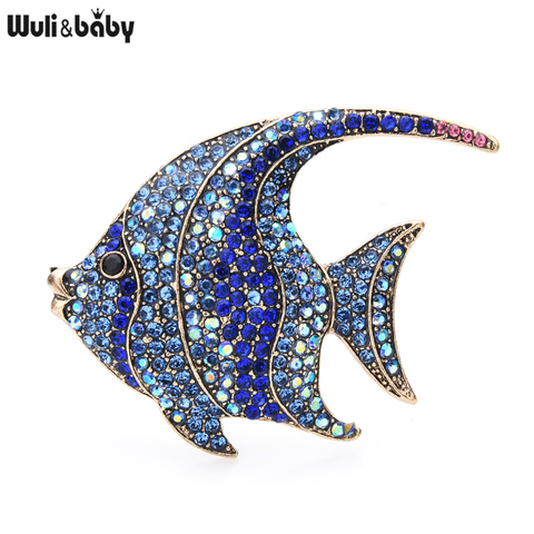 Wuli&baby Sparkling Rhinestone Fish Brooches Women Metal 3-color Flat Fish Office Casual Brooch Pins Gifts ► Photo 1/5