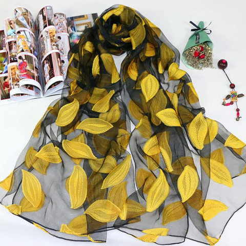 2022 Hot Sale Silk Scarf Womens Summer Breeze Lightweight Sheer Wrap And Shawls Bandana Beach Organza Gauze Lace Hollow Scarf ► Photo 1/6