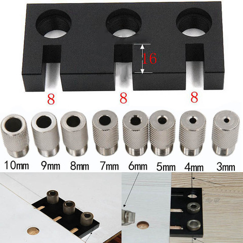 3 in 1 Drilling locator drilling guide kit log tenon hole punch Dowel Woodworking DIY tool ► Photo 1/5