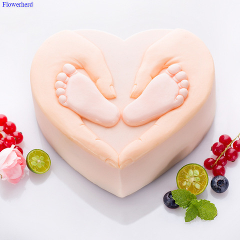 Creative Mousse Silicone Cake Mold Thanksgiving Day 3D Heart Shape Innovative Infant Feet Shape DIY Chocolate Biscuit Mold ► Photo 1/5