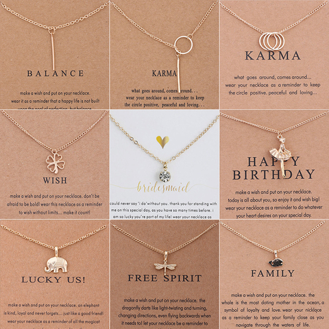 New Trendy Alloy Cute Elegant Simple Karma Wish Shine Free Luck Pendant Necklaces for Women Fashion Accessories Jewelry Dropship ► Photo 1/6