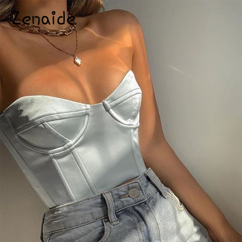 Satin Corsets Sexy Crop Top Women Strapless Bralette Summer Woman Clothes  Sleeveless Off Shoulder Tube Tops Bustier Club Outfits - AliExpress