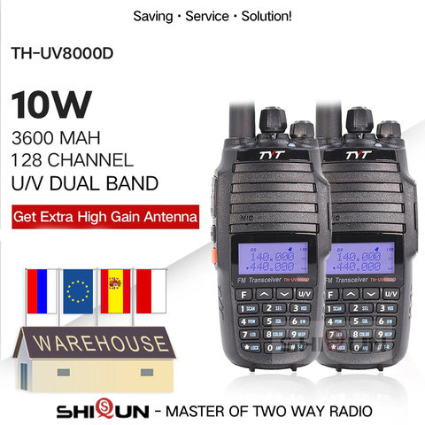 2PCS TYT TH-UV8000D Walkie Talkie 10 KM Dual Band VHF UHF 10W Radio 10 km 3600mAh Cross-band Repeater Function TH UV800D 8000E ► Photo 1/6
