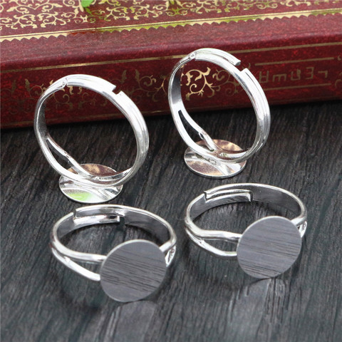 8-10mm 10pcs Silver Plated Bronze Plated Adjustable Ring Settings Blank/Base,Fit 8/10/12mm Cabochons,Buttons;Ring Bezels ► Photo 1/1