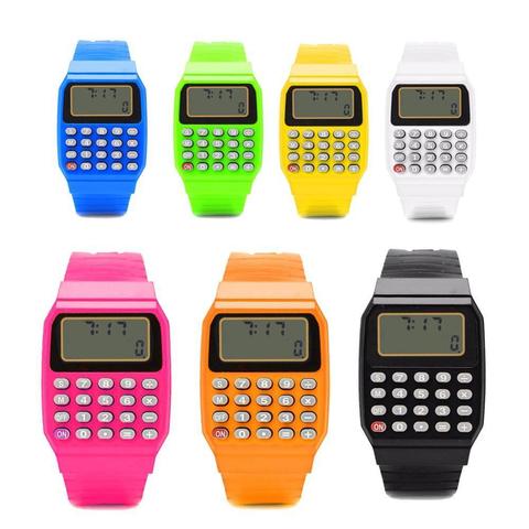 Fashion Kind Kid Silicone Datum Multifunctionele Elektronische Rekenmachine Polshorloge Nieuwe Drop Shipping ► Photo 1/6