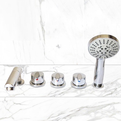 Leaf handl Brass Bathtub Faucet Hot and Cold Water Control Valve Bath Shower Mixer Bathtub Faucet 5 Piece Set Jacuzzi Faucet ► Photo 1/6