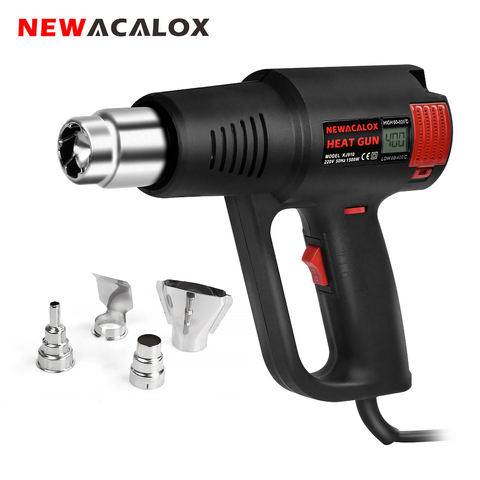 NEWACALOX EU/US 1500W Industrial Electric LCD Hot Air Gun Stepless Thermoregulator Heat Gun Plastic Torch Car Hair Dryer Tools ► Photo 1/6