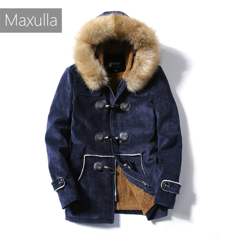 Maxulla Mens  wind coat Winter Mens warm Coats Thick suede jacket Men Fur Fleece Punk Motorcycle Coats Clothing Mla058 ► Photo 1/5