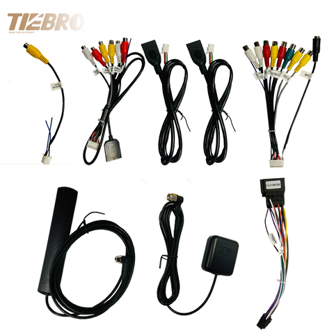 TIEBRO Microphone USB GPS Rear View Camera RCA Output AUX SIM Card Slot Radio Converter 16 PIN 4G Power Cable For Car Navigation ► Photo 1/6
